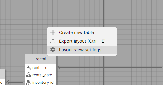 Layout context menu right click on empty space
